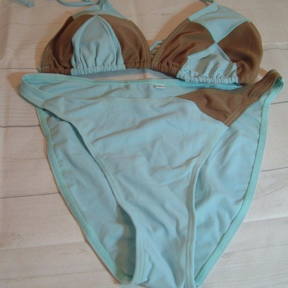 Women's new Blue colorblock boho Bikini set